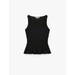 Krep Scuba Kumaş Slim Fit Kolsuz Kayık Yaka Fiyonk Detaylı Peplum Bluz