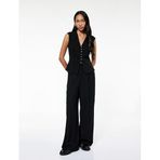 Krep Scuba Kumaş Slim Fit Peplum Kesim Düğmeli V Yaka Yelek