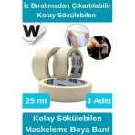 #Krepkağıt İz Bırakmadan Çıkartılabilir Isıya Dayanıklı Kolay Sökülebilen Maskeleme Boya Bant 3 Adet