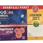 Krilom Omega3 50 Kapsül+ Magnimore Allday 60 Tablet + Osende D3k2 20 Ml Avantajlı Paket