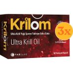 Krilom Ultra Krill Oil 30 Yumuşak Kapsül - 3 Adet (Toplam 90 Kapsül) - Dezenfektan Hediyeli (%72 Alkol)