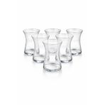 Kristal Cam 6'lı Desenli Çay Bardağı Seti, Yükseklik 10cm, Çap 6cm, Bel 4cm, İnce Belli Form, Şeffaf Cam Malzeme