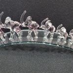Kristal Cam 7'li Fil Köprü Dekoratif Biblo, Nazar Boncuklu, 23 cm