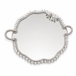 Kristal Cam Ayna Sunum Tepsisi, Gümüş, El Yapımı, Dekoratif Kristal Bordür, Söz ve Nişan için, 33 cm
