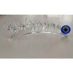 Kristal Cam Dekoratif Mavi Fil Figürlü Biblo, 20 cm, El İşçiliği, Eğik Plaka