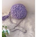 Kristal 💜 Çiçek Desenli Makaron Model El Örgüsü Çanta 💜 - 7134P - Lila