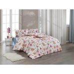 Kristal Çift Kişilik Ranforce Nevresim Takımı - 4 Parça - %100 Pamuk - Orijinal Lüks Kutu - Turuncu - Beyaz - 200 x 220 cm