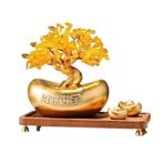Kristal Değerli Taş Ağacı Kristal Para Servet Ağacı, Sitrin Çekici Zenginlik Süsleri, Ev Zenginlik Refah Feng Shui Masa Dekorasyonu Feng Shui Süsleme (Altın)