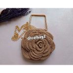 Kristal 🌹 Gül Model El Örgüsü Çanta 🌹 - Koyu Bej