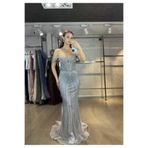 Kristal İşlemeli Balık Model Abiye gri 42