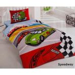 Kristal Kapitoneli Nevresim Takımı Tek Kişilik- Speedway - Kırmızı - Gri