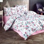 Kristal Krizantem Pembe Ranforce Pamuklu 200x220 cm Çift Kişilik Nevresim Takımı