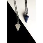 Kristal Kuvars-Lapis Lazuli Doğal Taş Pandül Çift Sevgili Kolyeleri Tky0232