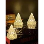 Kristal LED Çam Ağacı Mum 3'lü Alevli Yapay Mum Pilli Yılbaşı LED Işık Abajur