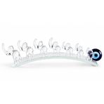 Kristal Murano Cam Şeffaf Filler Figürü, Eğik Plaka Üzerinde, 7'li Set, 20 cm, Nazar Boncuklu, Dekoratif Heykel 3900-CL