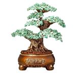 Kristal Para Ağacı Değerli Taş Ağaç Feng Shui Bonsai İyi, Şans Reiki Kristalleri Dengeleme Süsü, Heykel Zenginlik Refah Masa Odası Dekoru Feng Shui Bonsai(Green)