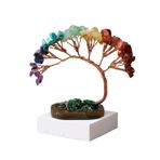 Kristal Para Ağacı Doğal Reiki Kristalleri ve Şifa Taşları, Değerli Taş Boncukları Çakra Ağacı, Ofis Masası Dekoru (Renkli)