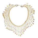 Kristal Rhinestone Zincir Şeritleri, Yapay Elmas Püskül Gerdanlık Su Damlası Kolye Zincir 45 cm Altın Gümüş(Gold AB pearl)