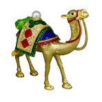 Kristal Taş İşlemeli Dekoratif Deve Biblosu, Metal, 14 cm x 17 cm, Renkli (Altın Rengi)