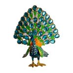Kristal Taş İşlemeli Metal Tavus Kuşu Biblo, Dekoratif Ev Aksesuarı, 14x12 cm, Metalik Kaplama (Mavi)