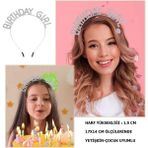 Kristal Taşlı Gümüş Birthday Girl Yazılı Doğum Günü Parti Tacı 19 x 11 cm - MCT5855-7483