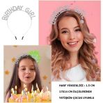 Kristal Taşlı Gümüş Birthday Girl Yazılı Doğum Günü Parti Tacı 19X11 Cm (5433)