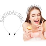 Kristal Taşlı Gümüş Birthday Girl Yazılı Doğum Günü Parti Tacı 19x11cm