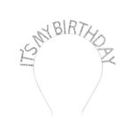 Kristal Taşlı Gümüş Renk İt's My Birthday Yazılı Doğum Günü Parti Tacı 14x16 cm (5264)