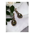 Kristal Taşlı Oval Kesim Sallantılı Küpe