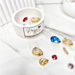 Kristal Taşlı Özel Tasarım %100 Doğal Soya Wax Mum , Minimal Kase Model - Beyaz