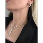 Kristal Taşlı Su Yolu Sarkıt Model Yılbaşı - Abiye - Düğün -Event Kolye Küpe Set