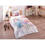 Kristal Tek Kişilik Fashion Ranforce Nevresim Takımı - Beyaz - Pembe - 160 x 220 cm