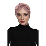 Kristal Tüllü Astarlı Pudra Hazır Türban Tesettür Abiye Bone