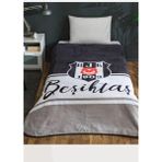 Kristal Yeni Sezon Beşiktaş Lisanslı Taraftar Tek Battaniye - 160 x 220 cm - Siyah - Beyaz