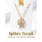 Kristal Yıldız Kolye 316L Cerrahi Çelik Altın Kaplama Kararmaz Doğum Günü Hediyesi