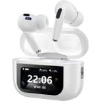 Krizantem A88 Pro OLED Ekranlı Anc/enc Destekli 5.0 Beyaz Bluetooth Kulaklık Beyaz Ekranlı Kulaklık