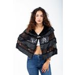 KRK Vizon Gelin Ve Abiye Kürk Dantelli Broşlu Etol Bolero