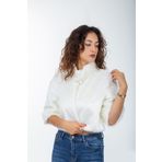 KRKM Kadın Gelin Ve Abiye Beyaz Yarım Kollu Broşlu Kürk Etol Bolero