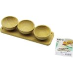 Krm 4pcs Çerezlik - Lokumluk Ahşap Bambu Tepsili Kase Seti 30X11CM (5047) Krm