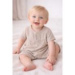 krm kerem bebe %100 Pamuk 4 Katlı Müslin Çapa Desenli Cepli Erkek Bebek Yazlık Tulum