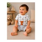 krm kerem bebe Mini Bear Friends Baskılı Pamuklu Penye Erkek Bebek Şortlu Yazlık Takım