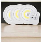 Krm Spot Lamba LED Işık 3'lü Uzaktan Kumandalı Pilli Yapışkanlı Kablosuz Krm