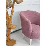 Krokan Kumaş Tekli Midye/papatya Koltuk Kalıbı Koltuk Örtüsü - Gül Kurusu