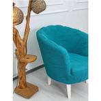 Krokan Kumaş Tekli Midye/papatya Koltuk Kalıbı Koltuk Örtüsü - Turkuaz