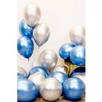 Krom Balon 12" Inç GÜMÜŞ-MAVİ Renk 20 Adet
