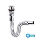 Krom Basmalı Sifon - Körüklü Sifon - Lavabo Mutfak Sifonu - Bas S Gümüş