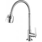 Krom Dokunun Rotary Mutfak Lavabo 360 Hortum Bahar ile Basit Soğuk Su Bataryası Hızlı Açılış Köpük - Gümüş