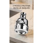 Krom Döner Musluk Ucu 3 Fonksiyonlu Su Tasarruflu Aparat Lavabo BX-ZGXXAGC6W49EP