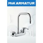 Krom Duvardan Oynar Başlıklı Köşe Borulu Eviye Bataryası Çeşmesi