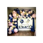 Krom Gold Gece Mavisi Ve Makaron Pembe Balon Seti 50 Adet
